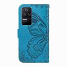 For Xiaomi Poco F4 5G / Redmi K40S Swallowtail Butterfly Embossed Leather Phone Case(Blue) - 3