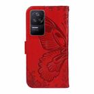 For Xiaomi Poco F4 5G / Redmi K40S Swallowtail Butterfly Embossed Leather Phone Case(Red) - 3