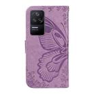 For Xiaomi Poco F4 5G / Redmi K40S Swallowtail Butterfly Embossed Leather Phone Case(Purple) - 3
