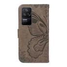 For Xiaomi Poco F4 5G / Redmi K40S Swallowtail Butterfly Embossed Leather Phone Case(Grey) - 3