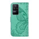 For Xiaomi Poco F4 5G / Redmi K40S Swallowtail Butterfly Embossed Leather Phone Case(Green) - 3
