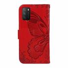 For Xiaomi Poco M3 Swallowtail Butterfly Embossed Leather Phone Case(Red) - 3