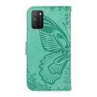 For Xiaomi Poco M3 Swallowtail Butterfly Embossed Leather Phone Case(Green) - 3