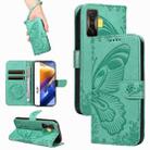 For Xiaomi Poco F4 GT Swallowtail Butterfly Embossed Leather Phone Case(Green) - 1
