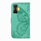 For Xiaomi Poco F4 GT Swallowtail Butterfly Embossed Leather Phone Case(Green) - 3