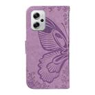 For Xiaomi Redmi Note 12T Pro Swallowtail Butterfly Embossed Leather Phone Case(Purple) - 3