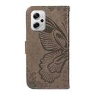 For Xiaomi Redmi Note 12T Pro Swallowtail Butterfly Embossed Leather Phone Case(Grey) - 3