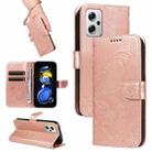 For Xiaomi Redmi Note 12T Pro Swallowtail Butterfly Embossed Leather Phone Case(Rose Gold) - 1