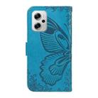 For Xiaomi Redmi K50i / Note 11 Pro+ 5G Swallowtail Butterfly Embossed Leather Phone Case(Blue) - 3