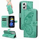 For Xiaomi Redmi K50i / Note 11 Pro+ 5G Swallowtail Butterfly Embossed Leather Phone Case(Green) - 1