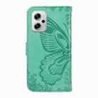 For Xiaomi Redmi K50i / Note 11 Pro+ 5G Swallowtail Butterfly Embossed Leather Phone Case(Green) - 3