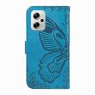 For Xiaomi Poco X4 GT Swallowtail Butterfly Embossed Leather Phone Case(Blue) - 3