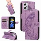 For Xiaomi Poco X4 GT Swallowtail Butterfly Embossed Leather Phone Case(Purple) - 1