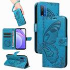 For Xiaomi Redmi 10X 4G / Note 9 4G Swallowtail Butterfly Embossed Leather Phone Case(Blue) - 1