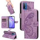 For Xiaomi Redmi 10X 4G / Note 9 4G Swallowtail Butterfly Embossed Leather Phone Case(Purple) - 1