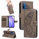 For Xiaomi Redmi 10X 4G / Note 9 4G Swallowtail Butterfly Embossed Leather Phone Case(Grey) - 1