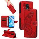 For Xiaomi Redmi Note 9 Pro 4G / Note 9S Swallowtail Butterfly Embossed Leather Phone Case(Red) - 1