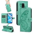 For Xiaomi Redmi Note 9 Pro 4G / Note 9S Swallowtail Butterfly Embossed Leather Phone Case(Green) - 1