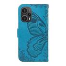 For Xiaomi Redmi Note 12 Turbo / Poco F5 Swallowtail Butterfly Embossed Leather Phone Case(Blue) - 3