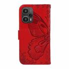 For Xiaomi Redmi Note 12 Turbo / Poco F5 Swallowtail Butterfly Embossed Leather Phone Case(Red) - 3