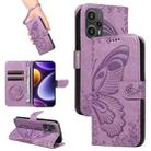 For Xiaomi Redmi Note 12 Turbo / Poco F5 Swallowtail Butterfly Embossed Leather Phone Case(Purple) - 1