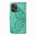 For Xiaomi Redmi Note 12 Turbo / Poco F5 Swallowtail Butterfly Embossed Leather Phone Case(Green) - 3