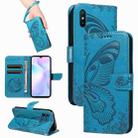 For Xiaomi Redmi 9A Swallowtail Butterfly Embossed Leather Phone Case(Blue) - 1