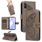 For Xiaomi Redmi 9A Swallowtail Butterfly Embossed Leather Phone Case(Grey) - 1