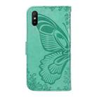 For Xiaomi Redmi 9A Swallowtail Butterfly Embossed Leather Phone Case(Green) - 3