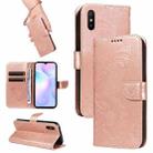 For Xiaomi Redmi 9A Swallowtail Butterfly Embossed Leather Phone Case(Rose Gold) - 1