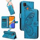 For Xiaomi Redmi 9C Swallowtail Butterfly Embossed Leather Phone Case(Blue) - 1