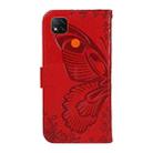 For Xiaomi Redmi 9C Swallowtail Butterfly Embossed Leather Phone Case(Red) - 3