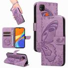 For Xiaomi Redmi 9C Swallowtail Butterfly Embossed Leather Phone Case(Purple) - 1