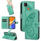 For Xiaomi Redmi 9C Swallowtail Butterfly Embossed Leather Phone Case(Green) - 1