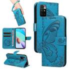 For Xiaomi Redmi 10 4G / 10 Prime Swallowtail Butterfly Embossed Leather Phone Case(Blue) - 1