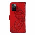 For Xiaomi Redmi 10 4G / 10 Prime Swallowtail Butterfly Embossed Leather Phone Case(Red) - 3