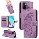 For Xiaomi Redmi 10 4G / 10 Prime Swallowtail Butterfly Embossed Leather Phone Case(Purple) - 1