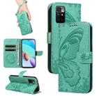 For Xiaomi Redmi 10 4G / 10 Prime Swallowtail Butterfly Embossed Leather Phone Case(Green) - 1