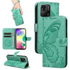 For Xiaomi Redmi 10A Swallowtail Butterfly Embossed Leather Phone Case(Green) - 1