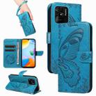 For Xiaomi Redmi 10C Swallowtail Butterfly Embossed Leather Phone Case(Blue) - 1