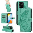 For Xiaomi Redmi 10C Swallowtail Butterfly Embossed Leather Phone Case(Green) - 1