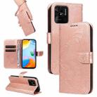 For Xiaomi Redmi 10C Swallowtail Butterfly Embossed Leather Phone Case(Rose Gold) - 1