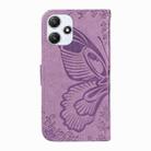 For Xiaomi Poco M6 Pro 5G Swallowtail Butterfly Embossed Leather Phone Case(Purple) - 3