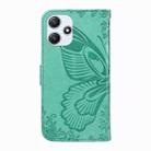 For Xiaomi Poco M6 Pro 5G Swallowtail Butterfly Embossed Leather Phone Case(Green) - 3