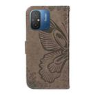 For Xiaomi Redmi 11A 4G Swallowtail Butterfly Embossed Leather Phone Case(Grey) - 3