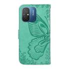 For Xiaomi Redmi 11A 4G Swallowtail Butterfly Embossed Leather Phone Case(Green) - 3