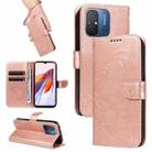 For Xiaomi Redmi 11A 4G Swallowtail Butterfly Embossed Leather Phone Case(Rose Gold) - 1