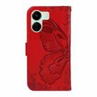 For Xiaomi Redmi 13C / Poco C65 Swallowtail Butterfly Embossed Leather Phone Case(Red) - 3