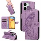 For Xiaomi Redmi 13C / Poco C65 Swallowtail Butterfly Embossed Leather Phone Case(Purple) - 1