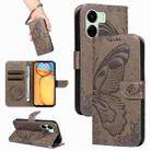 For Xiaomi Redmi 13C / Poco C65 Swallowtail Butterfly Embossed Leather Phone Case(Grey) - 1